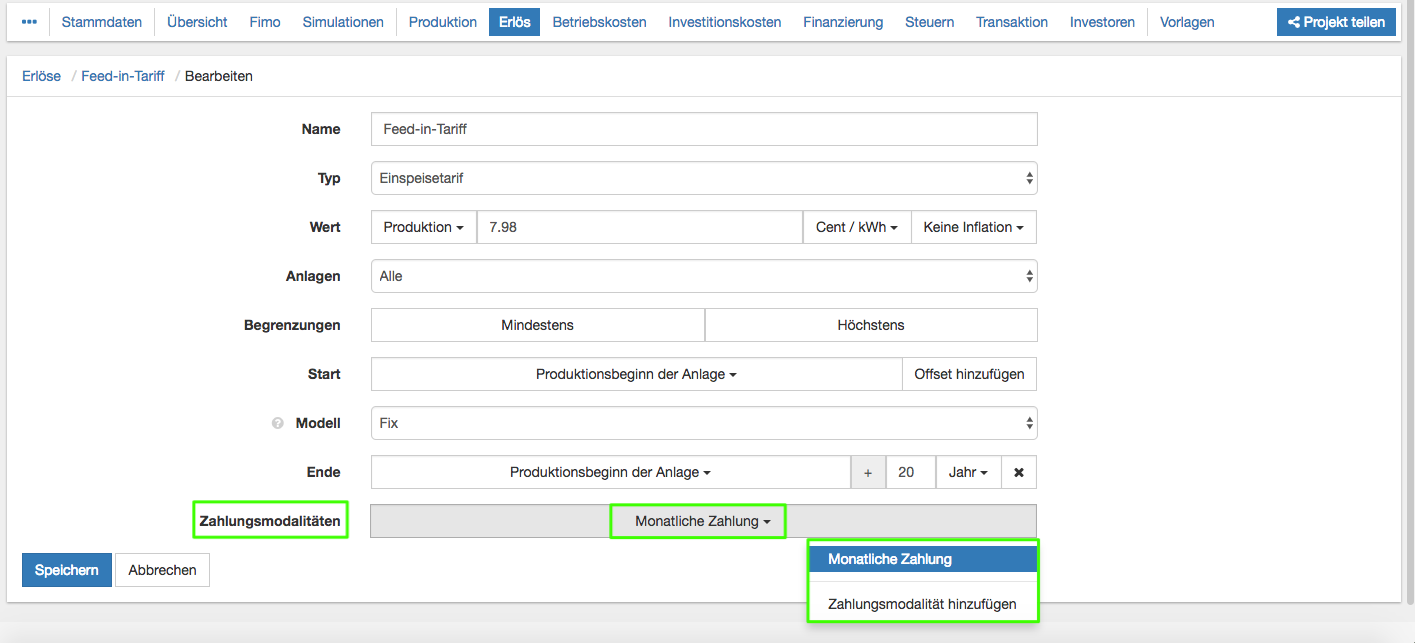 Zahlungsmodalitäten