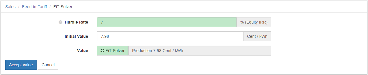 Feed-in-tariff solver